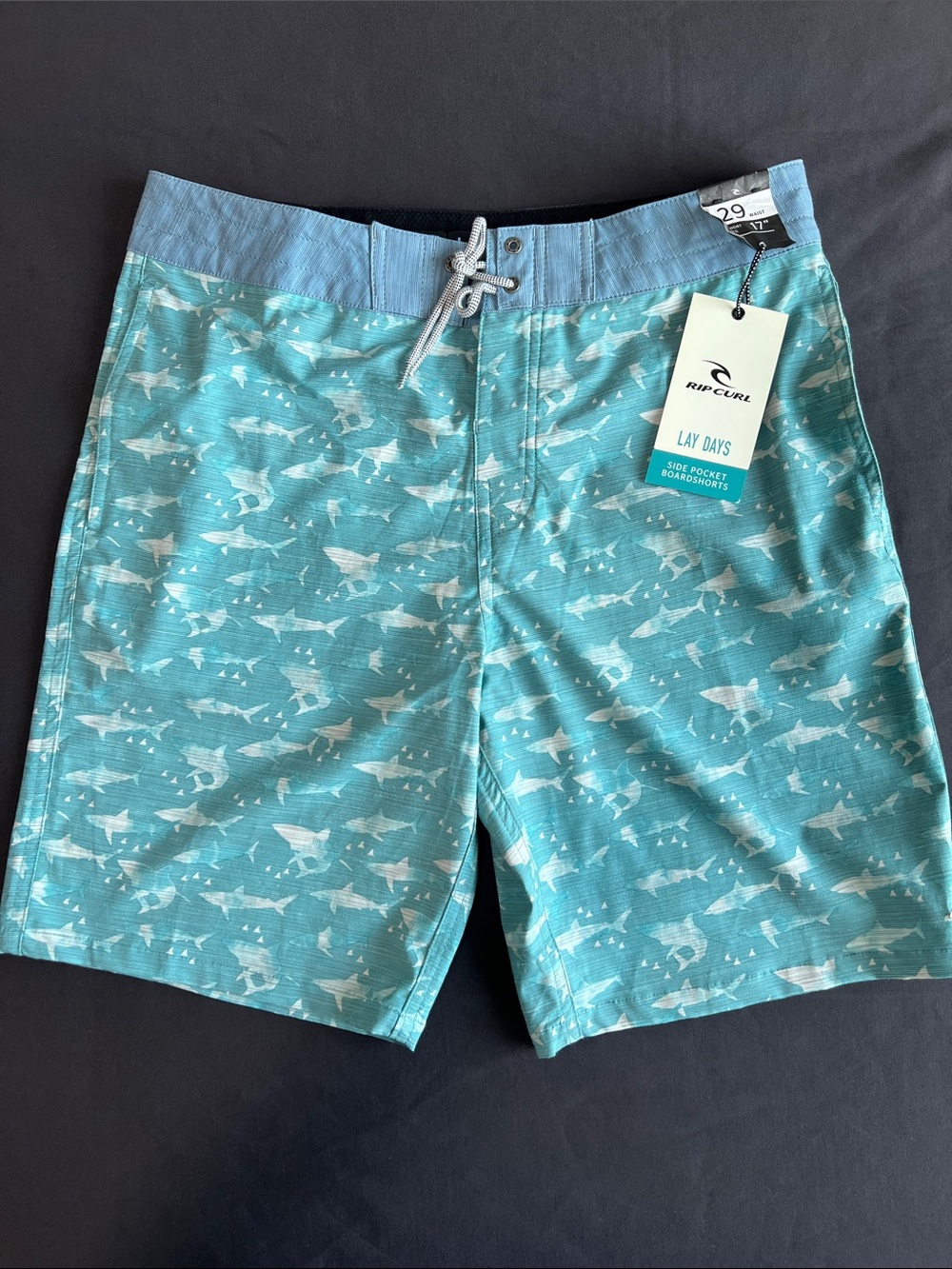 Rip Curl Men's Teal Shark Pattern Hybrid Shorts